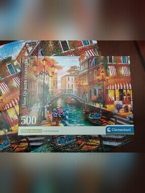 3/$10🌟 Clementoni 500 Piece Sunset Over Venice Canal Puzzle Colorful Waterfront